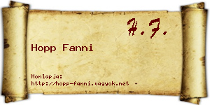 Hopp Fanni névjegykártya
